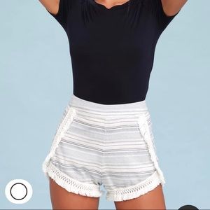Lulu’s Savvy Blue and White Striped Shorts